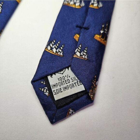 Set of 2 Vintage Metropolitan Museum of Art 100% Silk Neckties Nautical Boat Tie - Picture 3 of 8